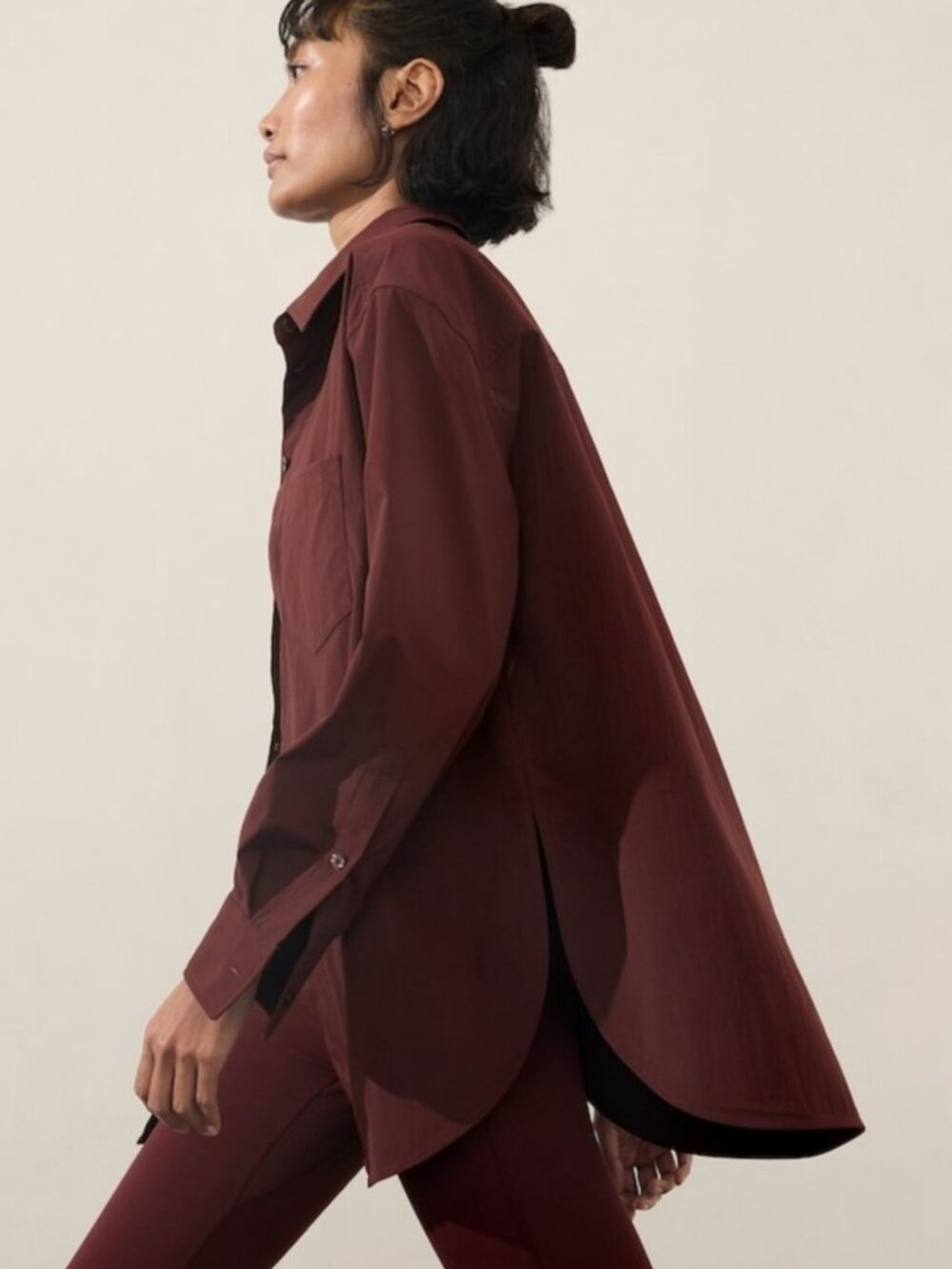 Athleta zgarnetnMidday Relaxed Oversized Poplin Shirt Size XS